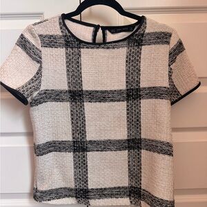 Chic Black and White Plaid Women's Top
